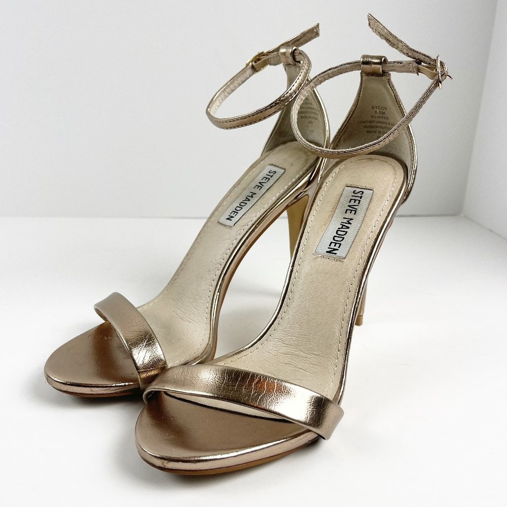 Steve Madden Stecy Gold Strappy Heels 6.5